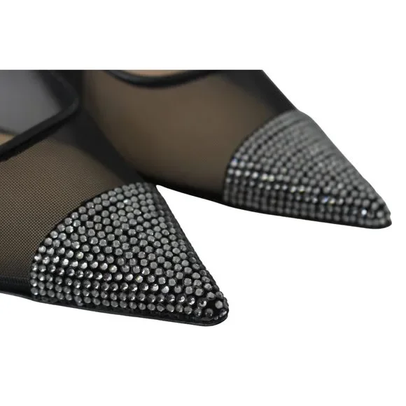 Jimmy Choo Elegant Black Mesh Crystal Pumps - Picture 3 of 6